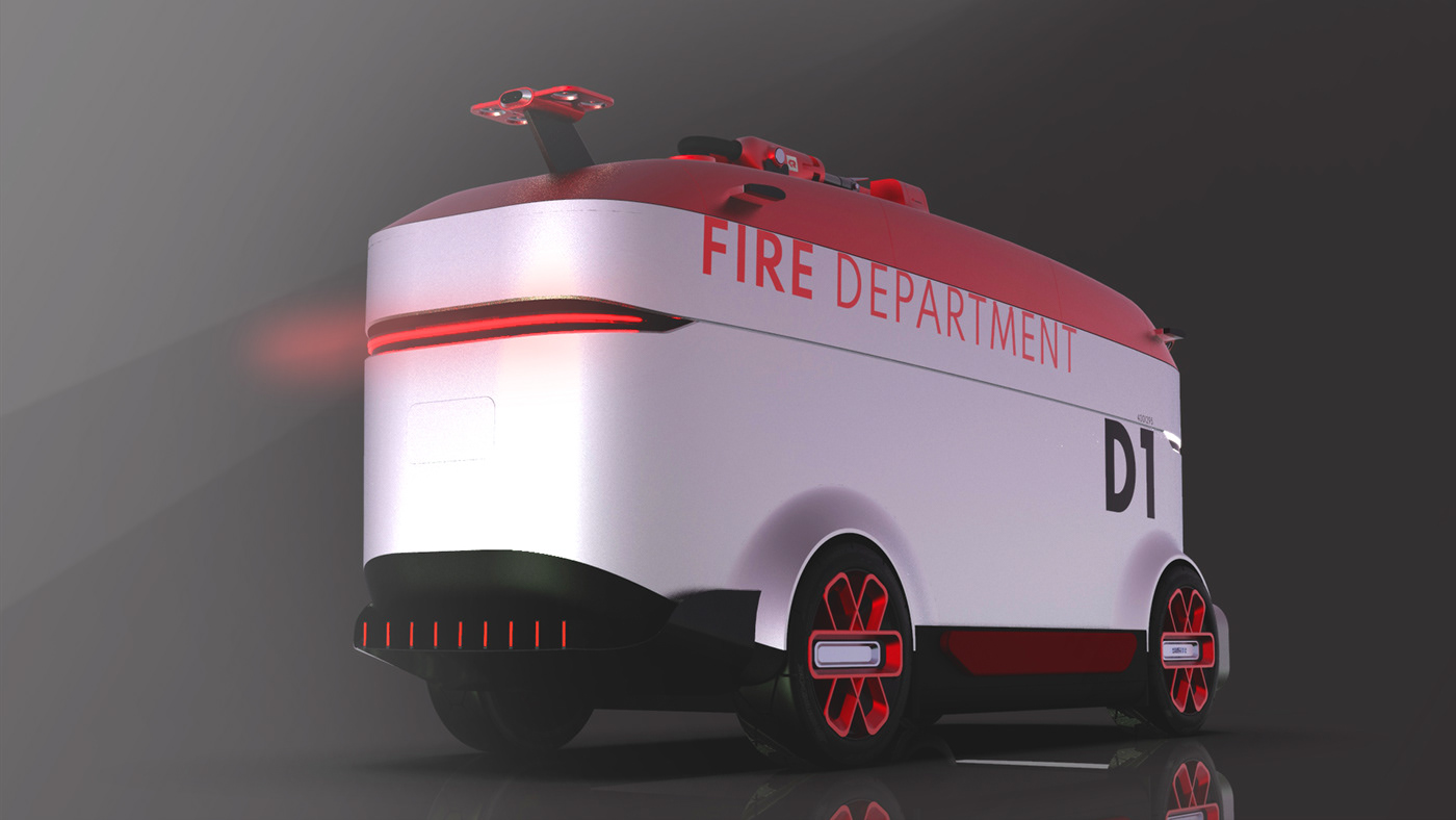 design fire Firefighter Autonomous car drone rescue future Renderings concept