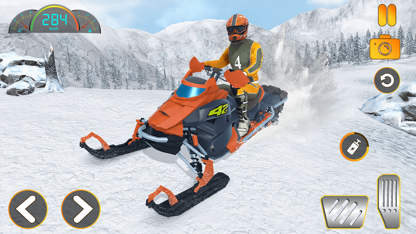 ATV Game Art game design  postproduction quadbike stunt game snow snow game Snow race snowmobile ui design