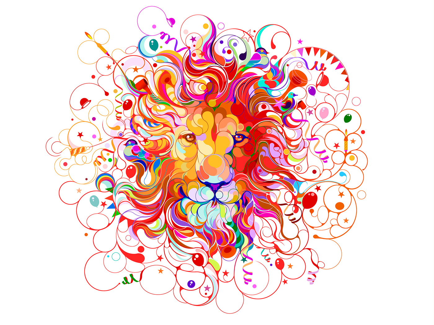 Colourful  animal lion