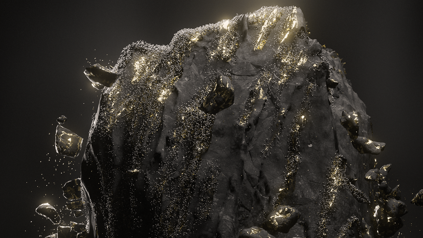 3D after effects Film   gold houdini Liquid redshift Render short simulation