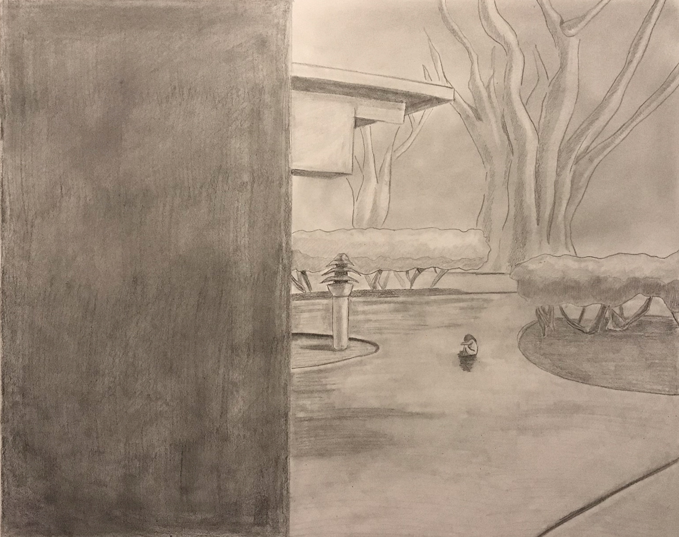black and white Drawing  graphite grief low contrast storytelling   student University woman