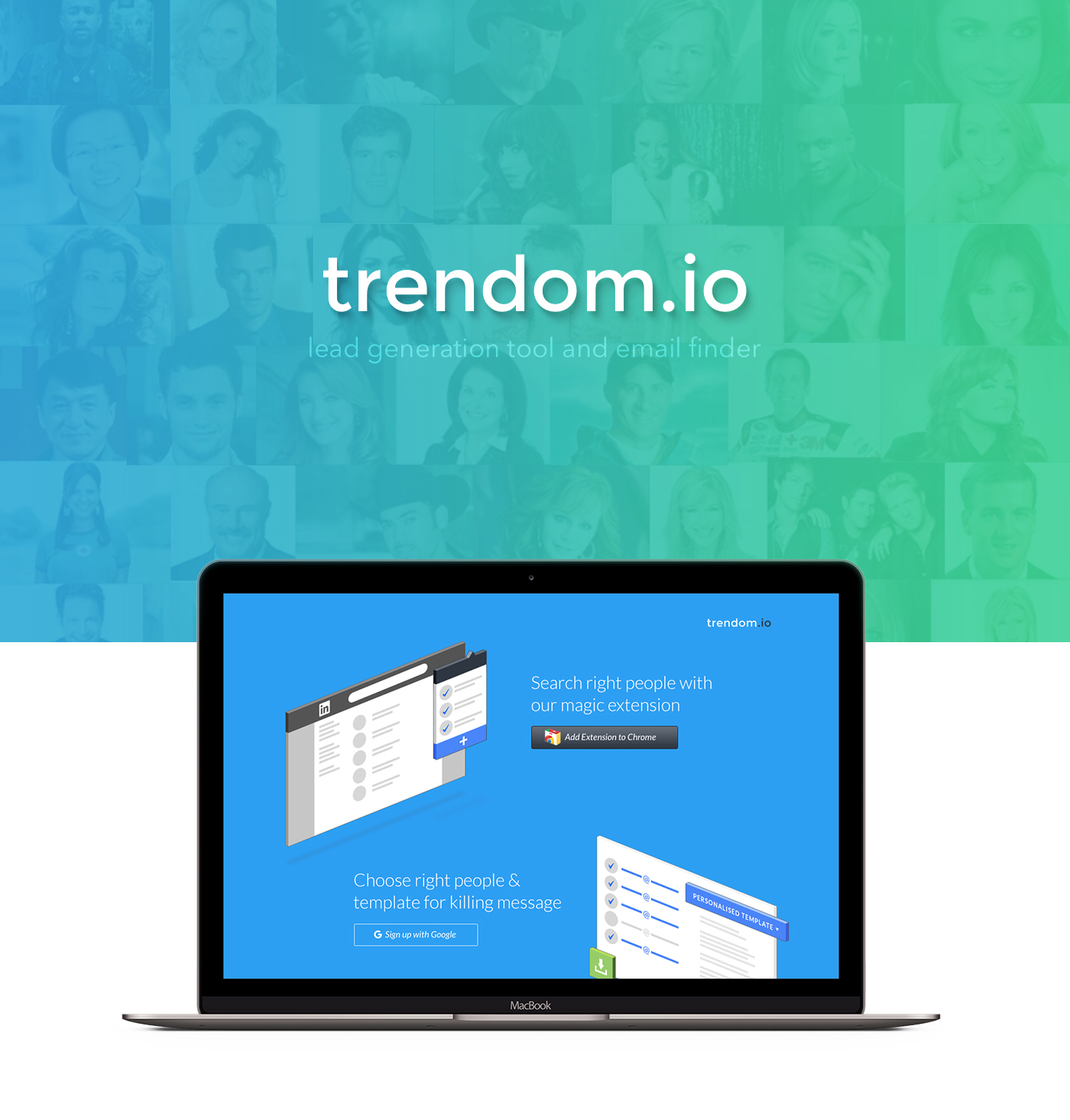 Extension chrome landing find search lead Email trendom