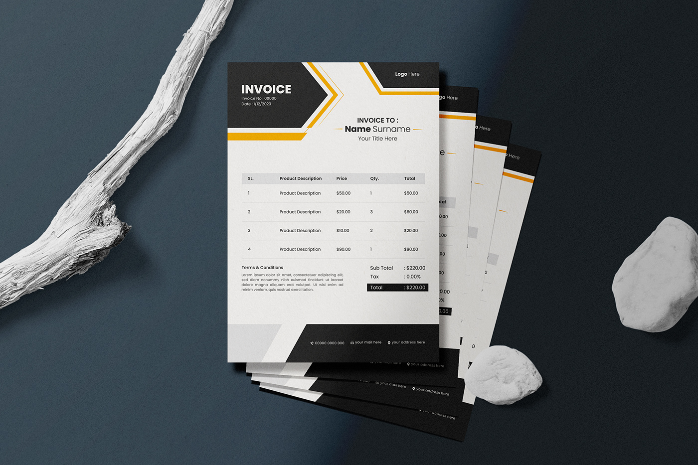 invoice Invoice Design Invoice Template design Advertising  invoices letterhead stationary business card Mockup