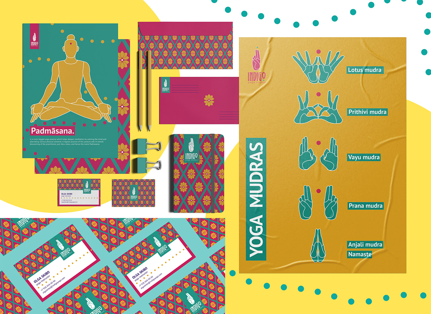 book exam InDesign polish portfolio poznan Uap Logo Design visual identity Yoga