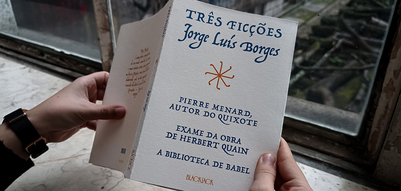 Capa e contracapa do livro "Três Ficções" de Jorge Luis Borges