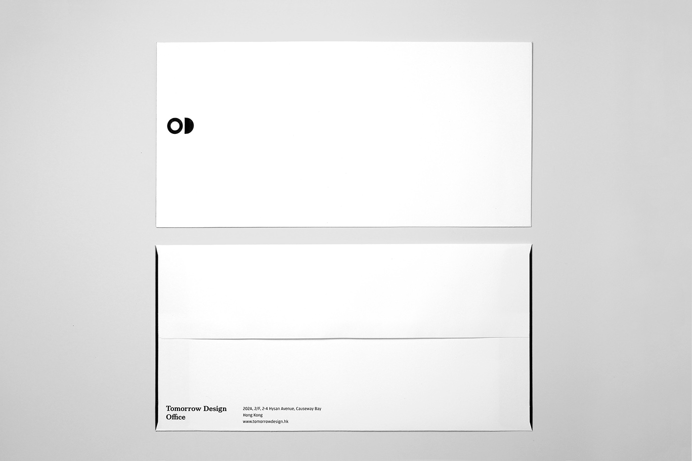 Name card visual identity branding  Stationery envelope logo bilingual monotone minimalist graphic design 