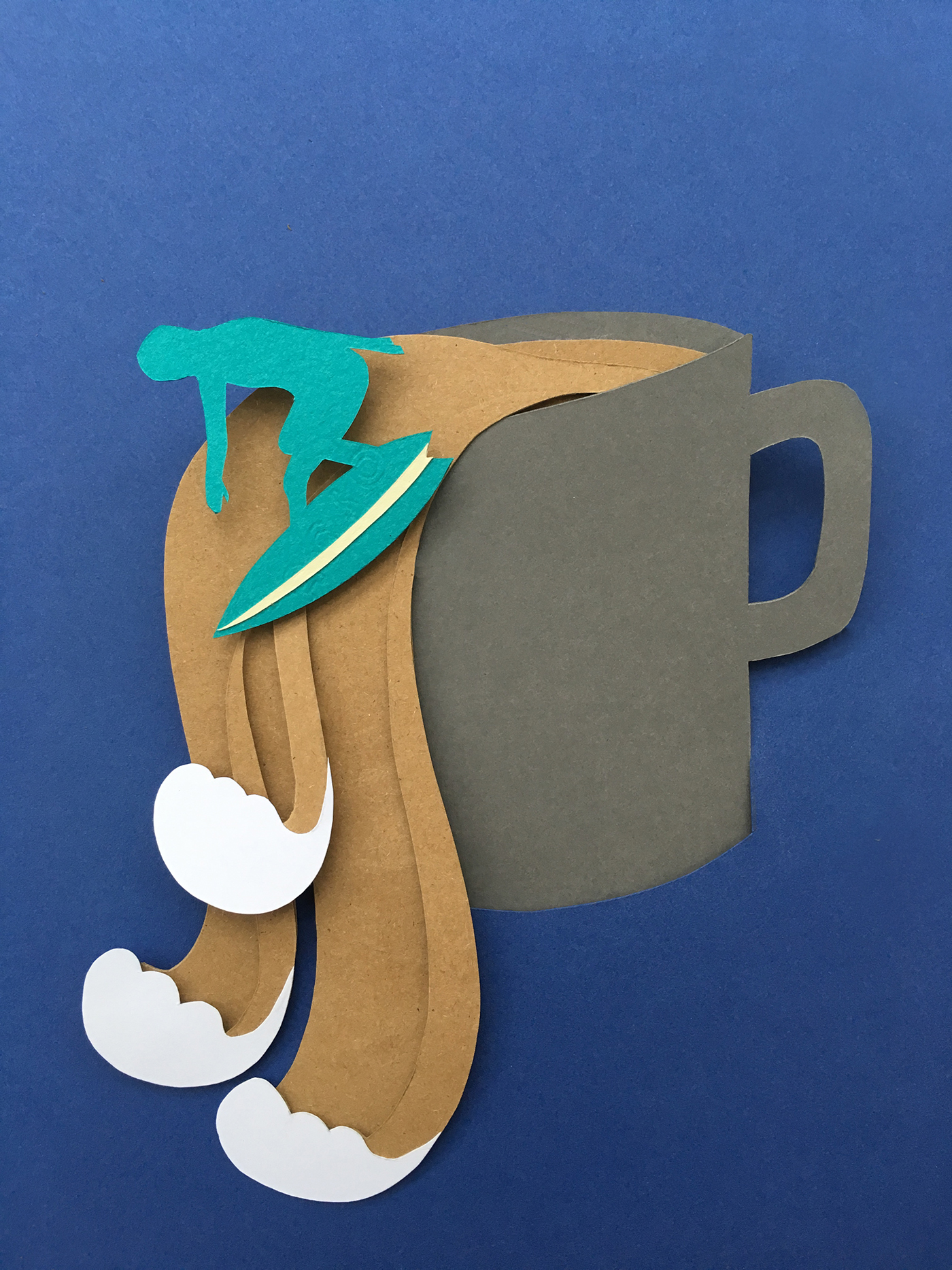 Paperillustration paper papercut paperart Coffee surfing Monday