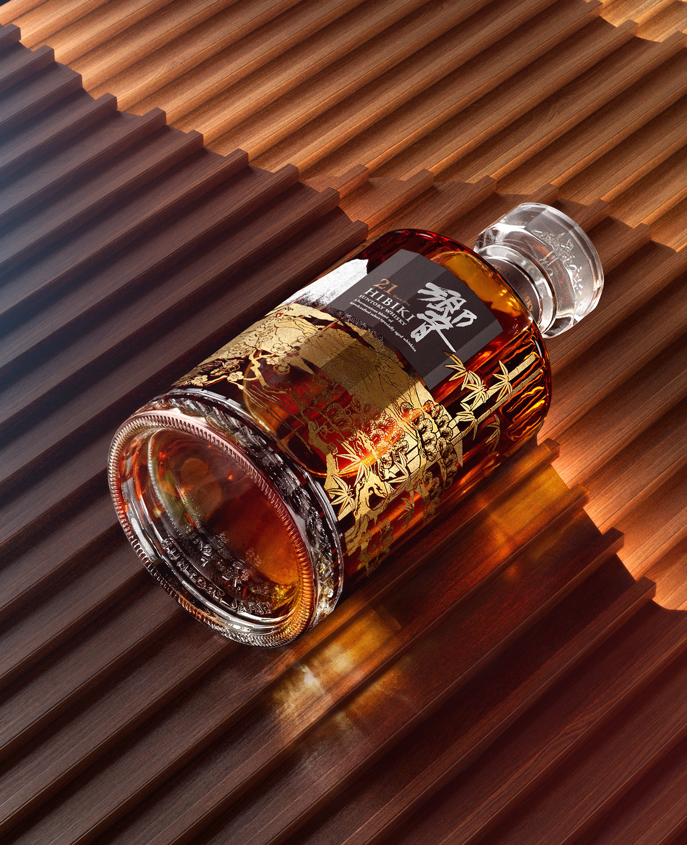 alcohol alcohol packaging bottle CGI hibiki japanesewhisky lighting retouching  Whisky whisky packaging