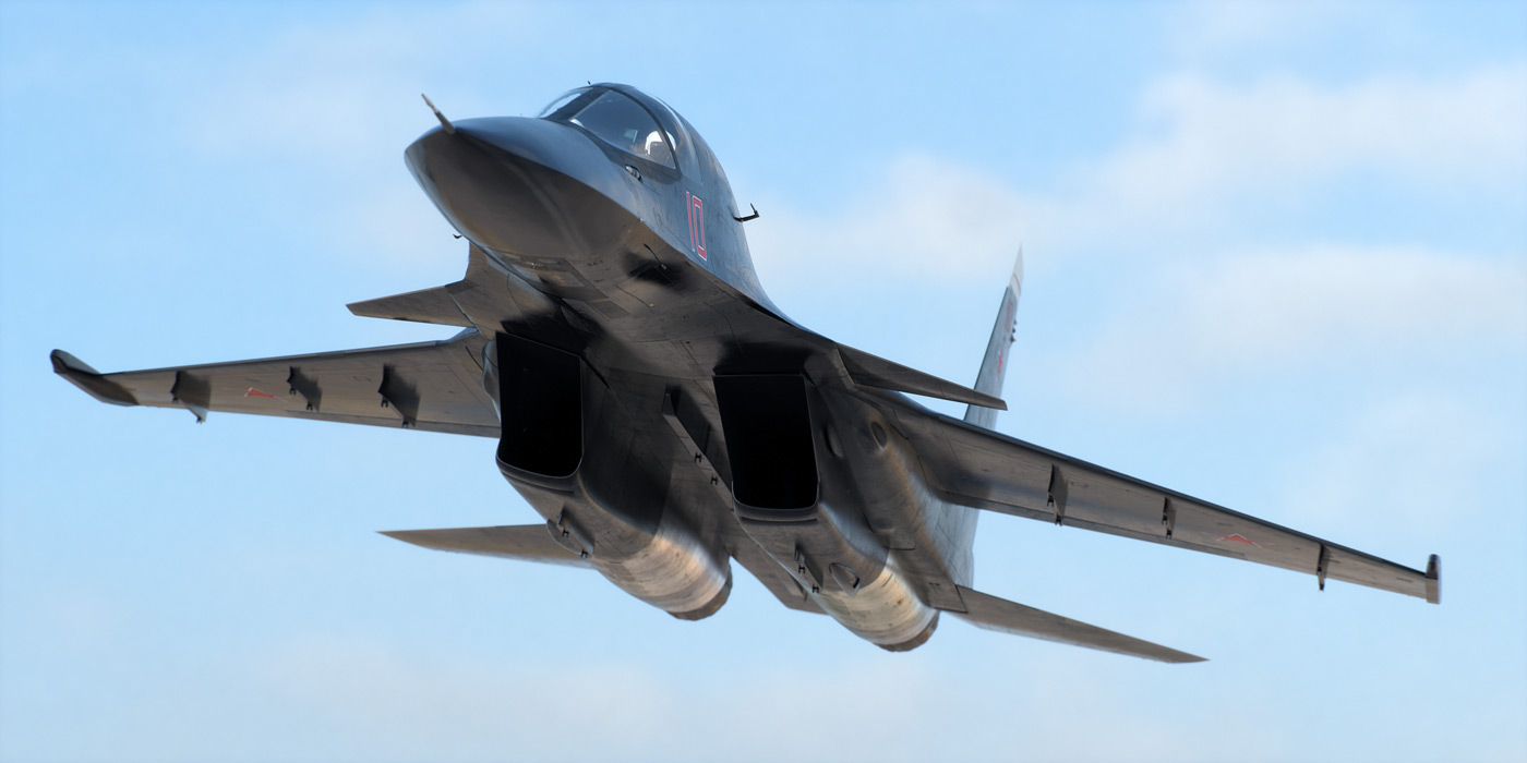 Render fighter jet sukhoi-34 airplane redshift