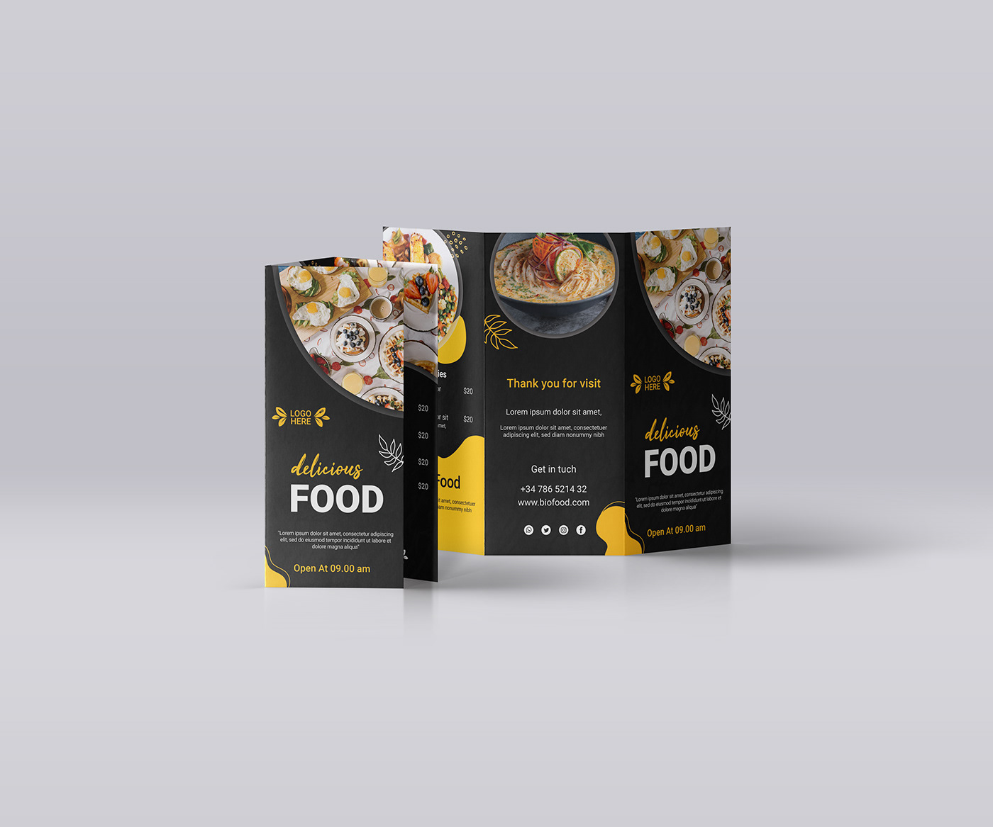 brochure Food  print psd tri-fold brochure