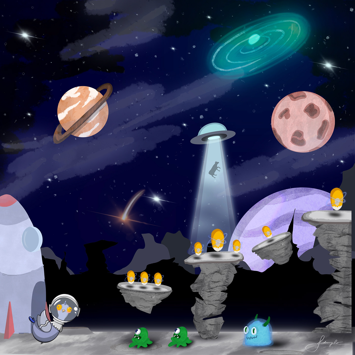 astronaut funny game design  GameBackground Indie game kidlit nasa pigeon Space design spacex