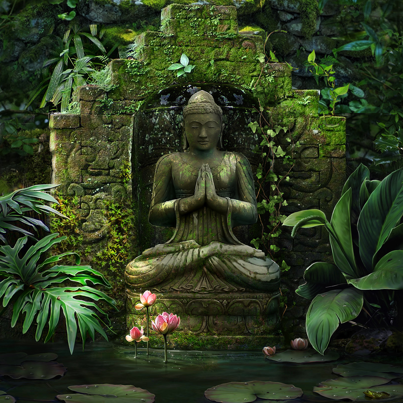 background Buddha cover digitalart esoteric fantasy ILLUSTRATION  Lotus sacred
