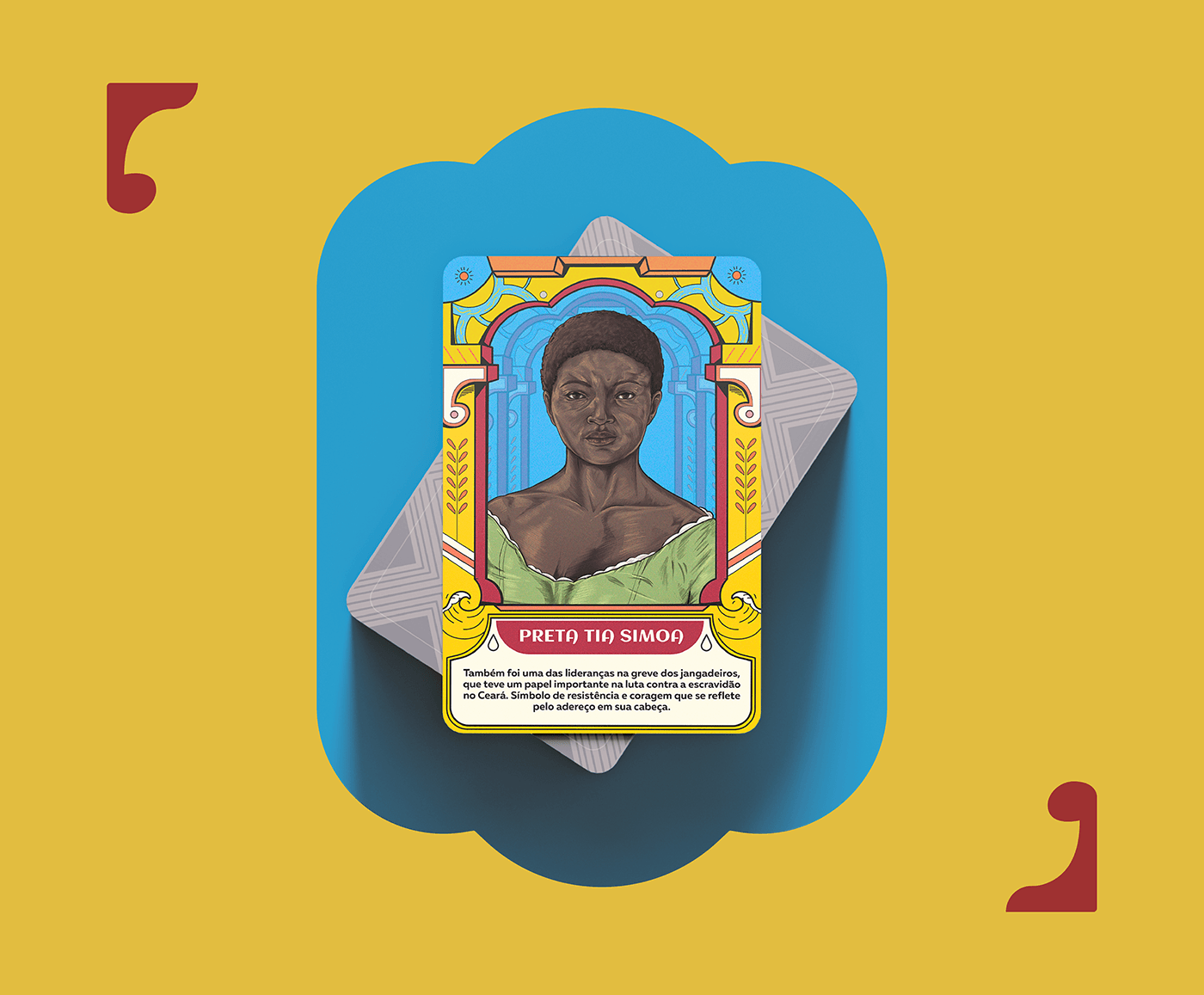 A imagem contem a representação da mulher negra Preta Tia Simoa do jogo de cartas: Siará.