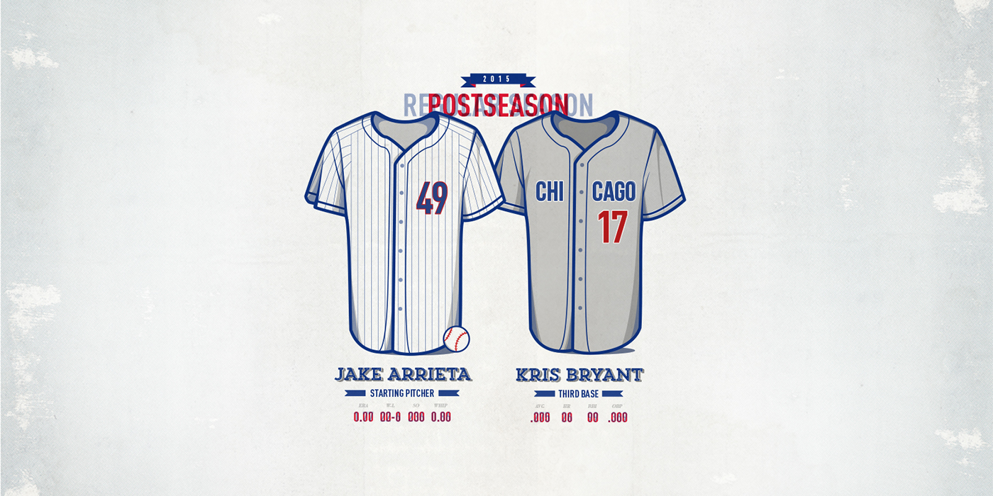 chicago cubs baseball Jerseys print posters cards infographics stats sports fans pitchers batters postseason illustrations