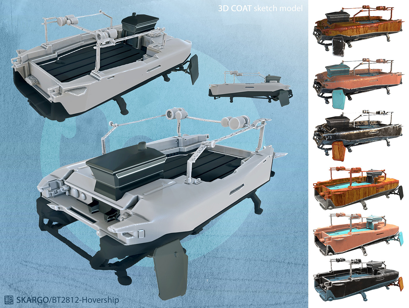 Barge barontieri cabin concept art custom bikes digital painting hovercraft Vehicle Design Visual Development yeti