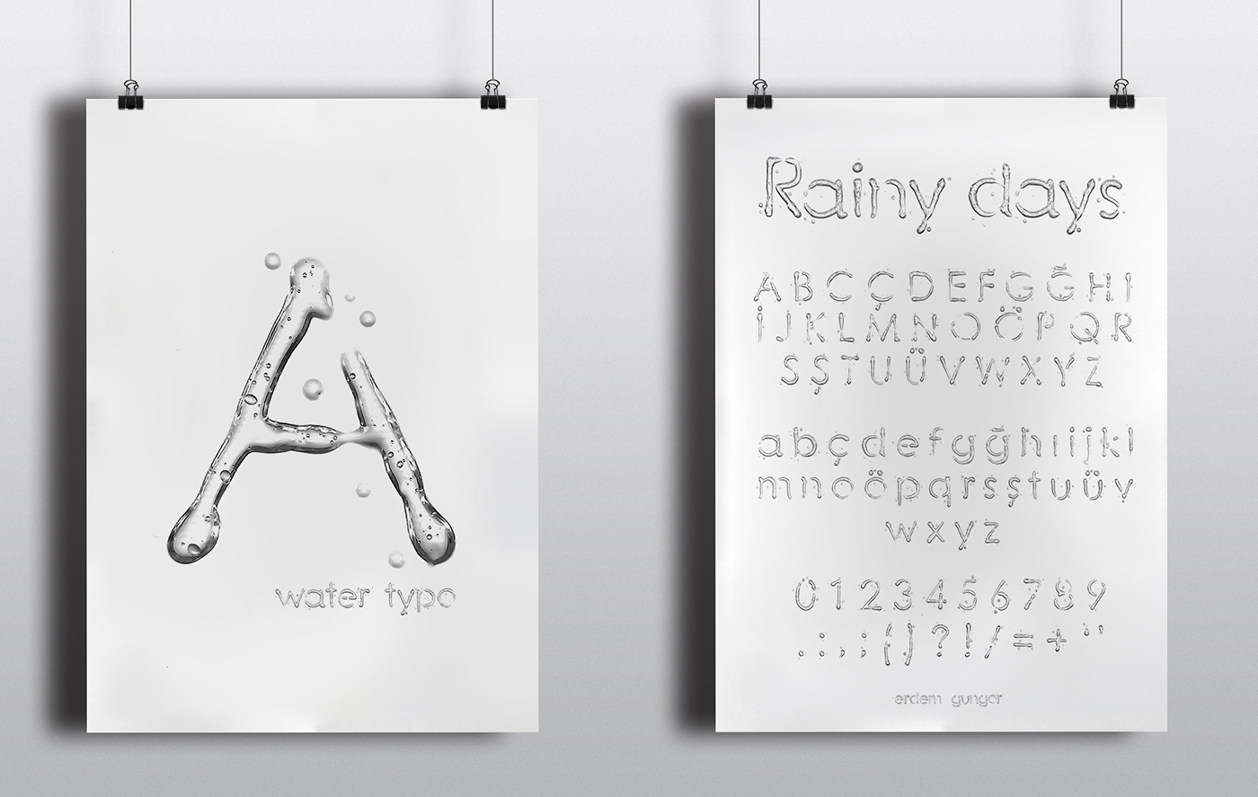water typo water water typography rainy days wet