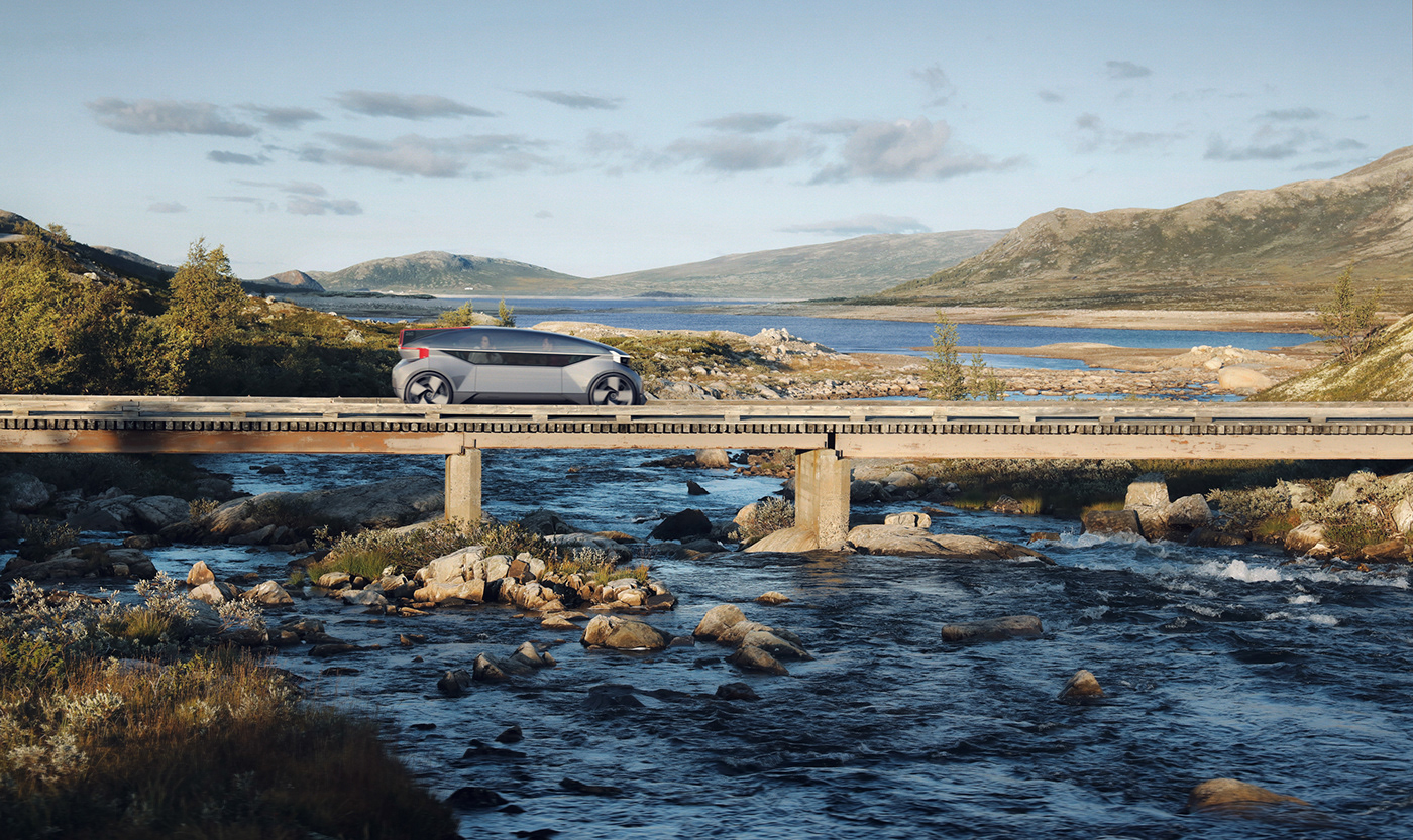 Landscape Cars CG Volvo conceptcar norway Aerial people Photography  retouching 