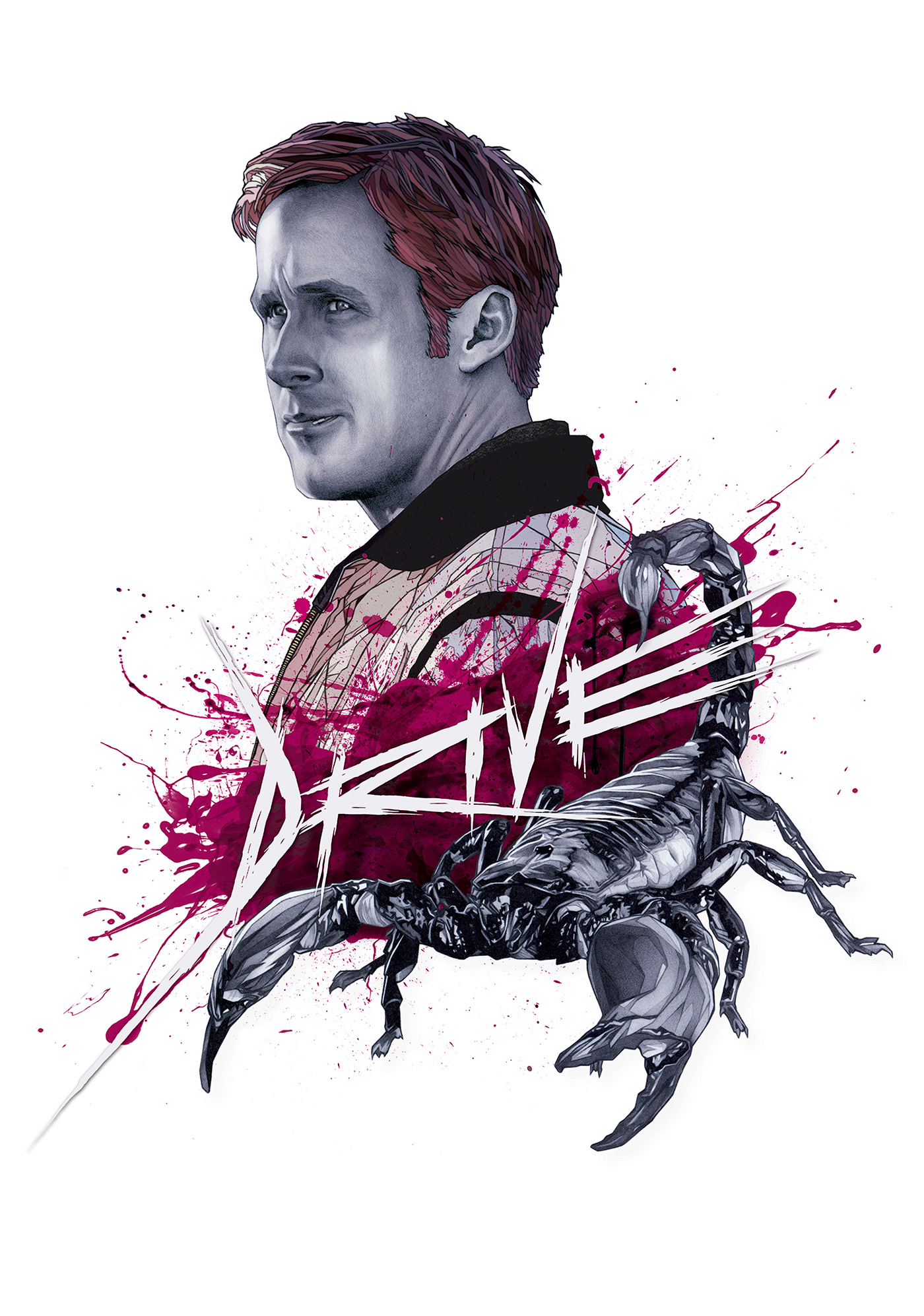 drive drive film drive movie  films Movies portrait poster movie poster Ryan Gosling hollywood animal scorpio scorpion graphite digital