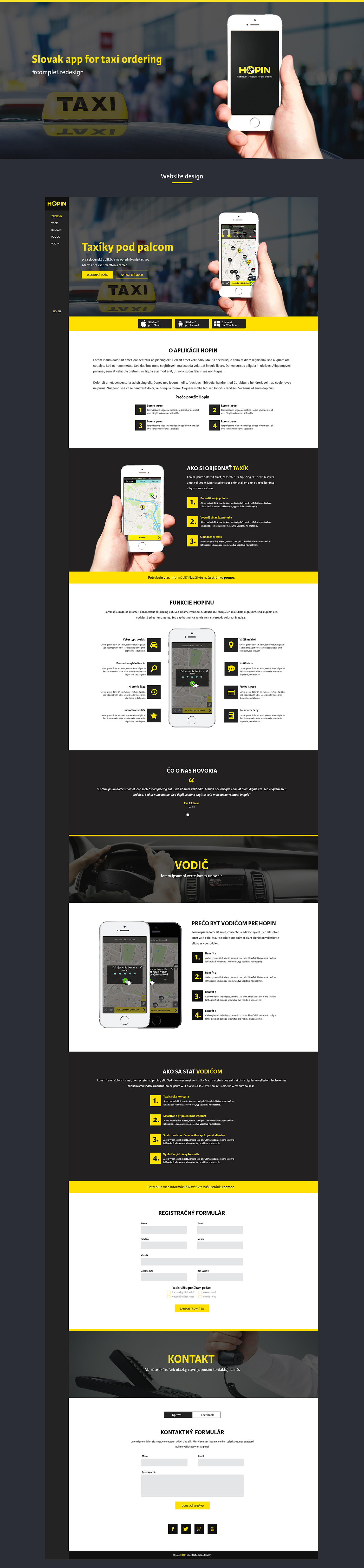 Website redesign UI taxi mobile application