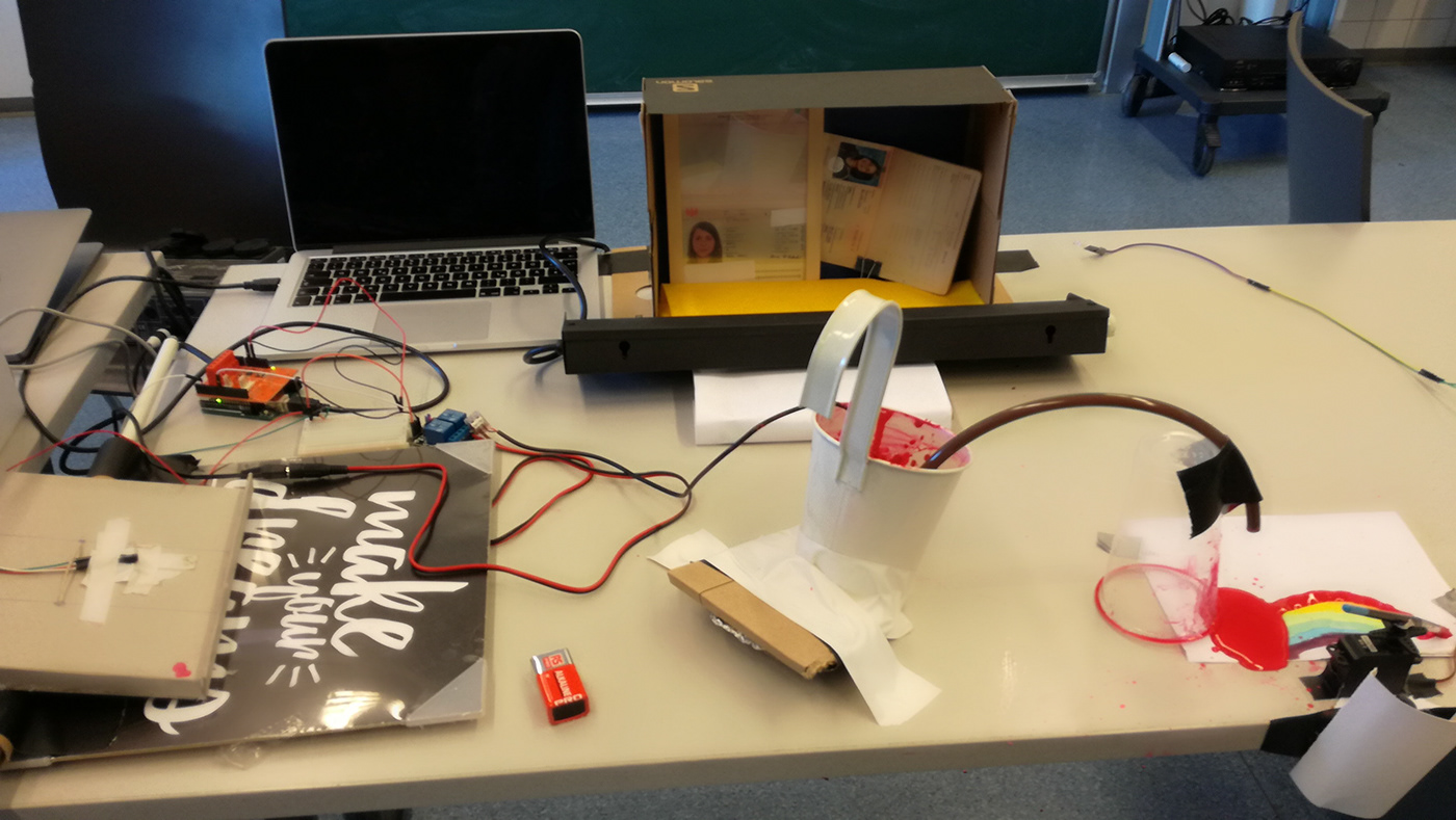 Arduino chain of reaction max/msp Rube Goldberg Machine