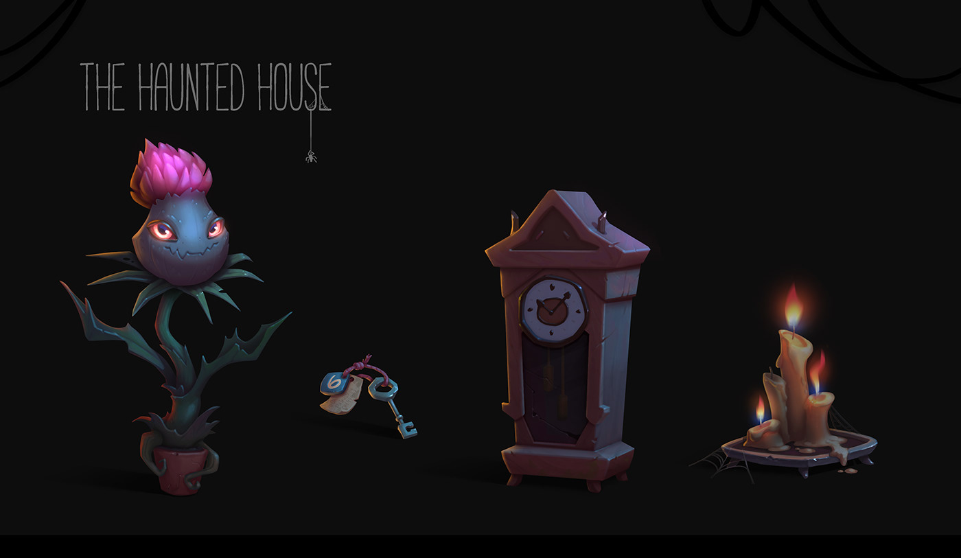 haunted house concept art Environment design ghost Game Art Plant props book animation 