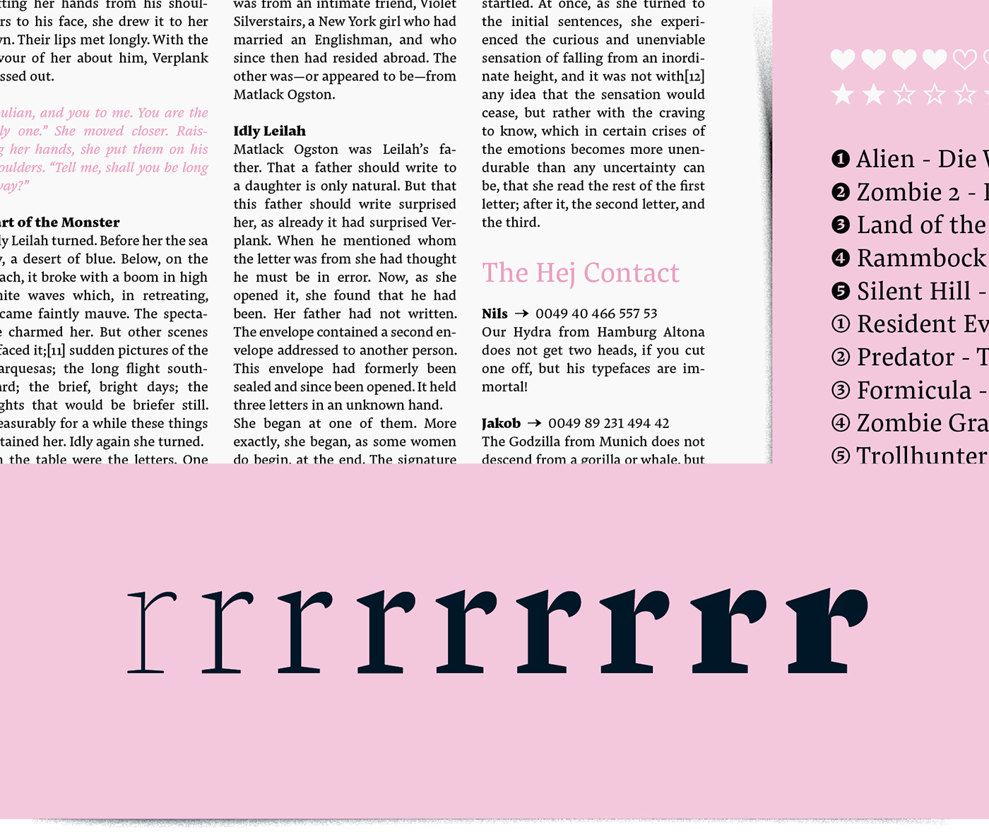 serif Typeface type design typedesign text schrift font fonts glyphs Sharp editorial magazine book Ligatures