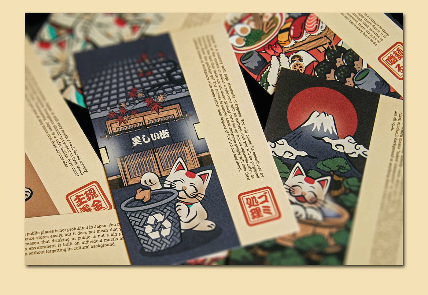 japan japanese book postcards Mobile app Travel culture Guide infographics characters