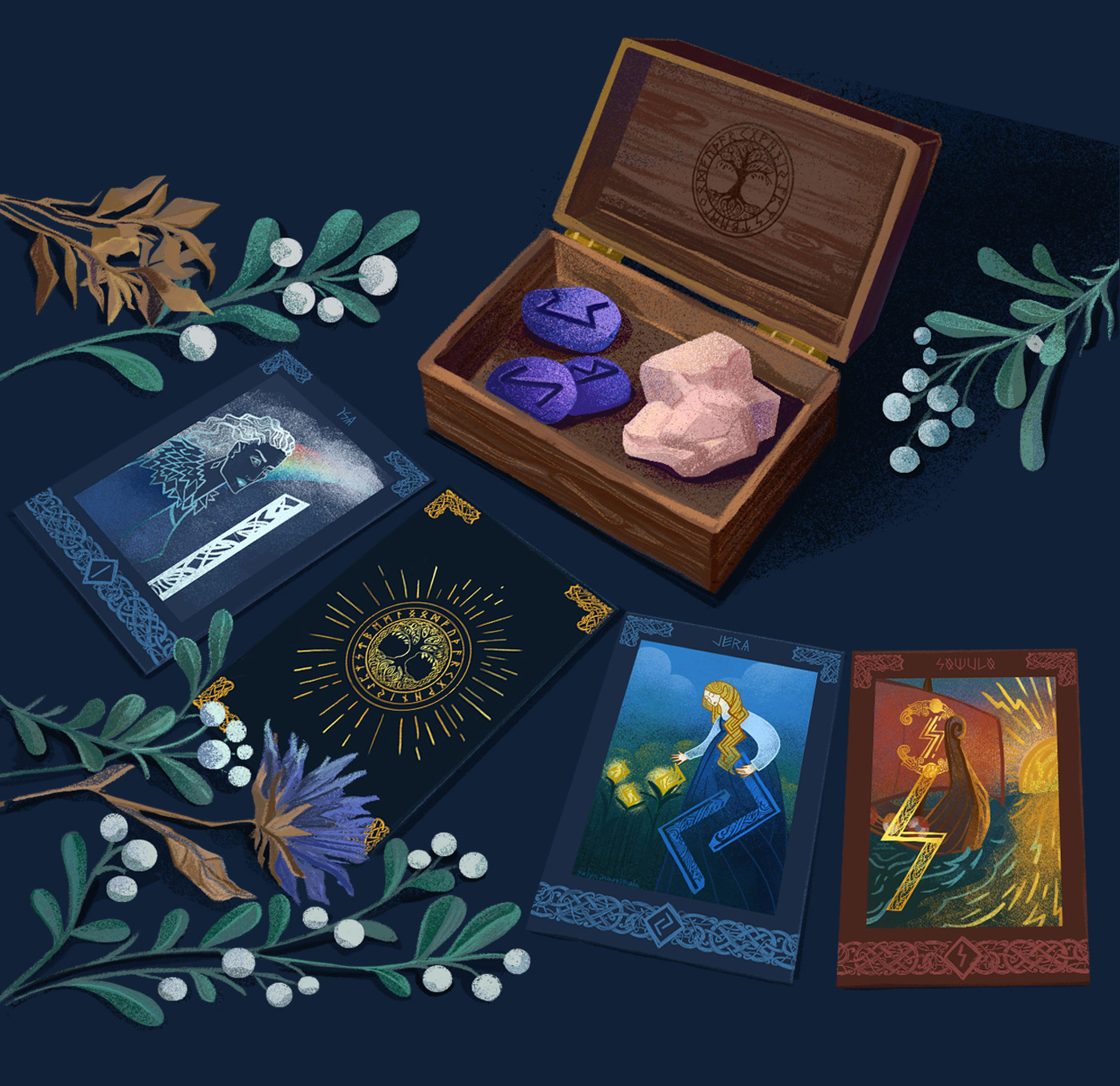 Cards design Digital Art  Drawing  fantasy Folklore Magic   mythology Norse viking game