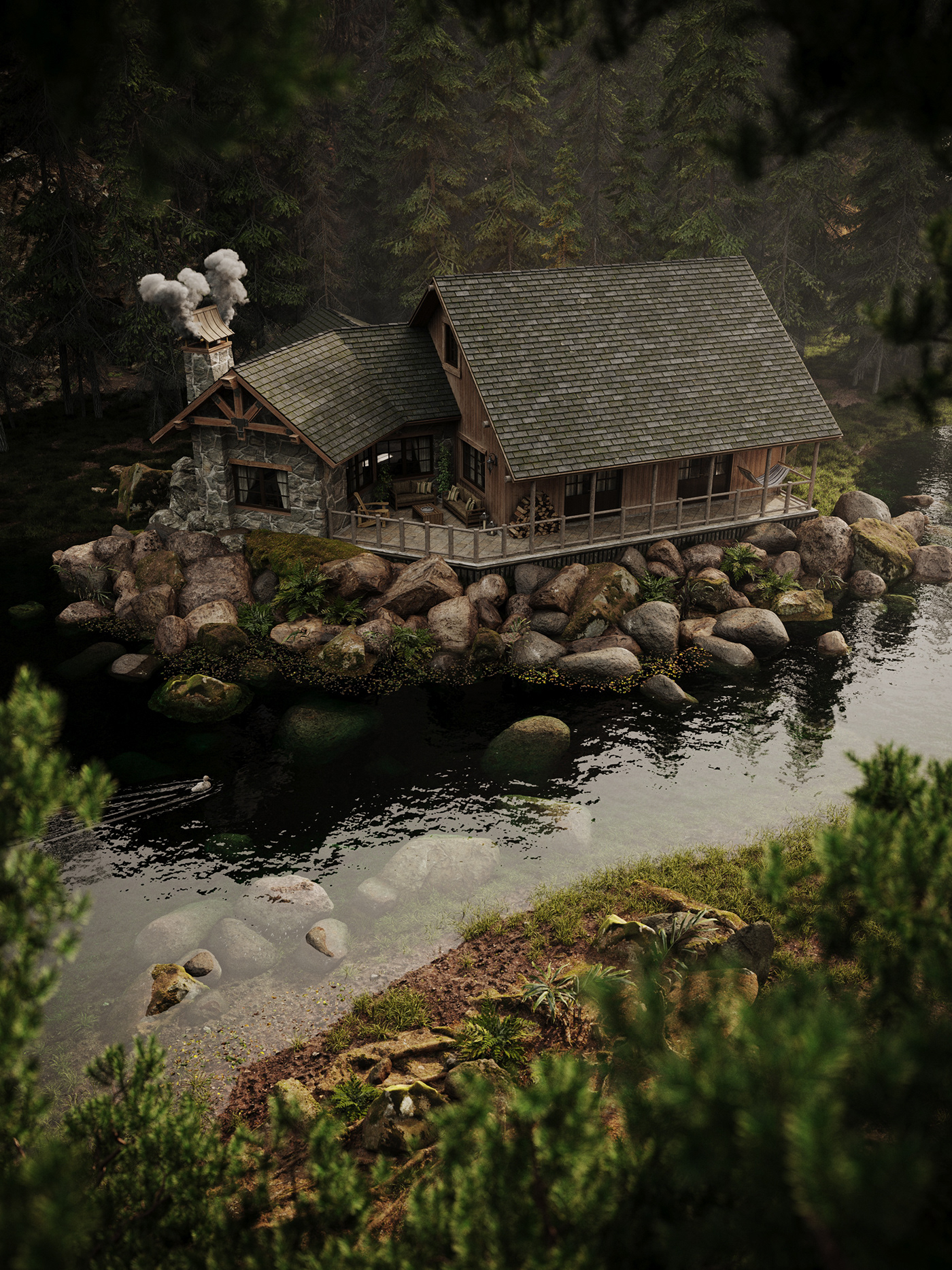 3D architecture archviz CGI exterior house Landscape Render Residence visualization