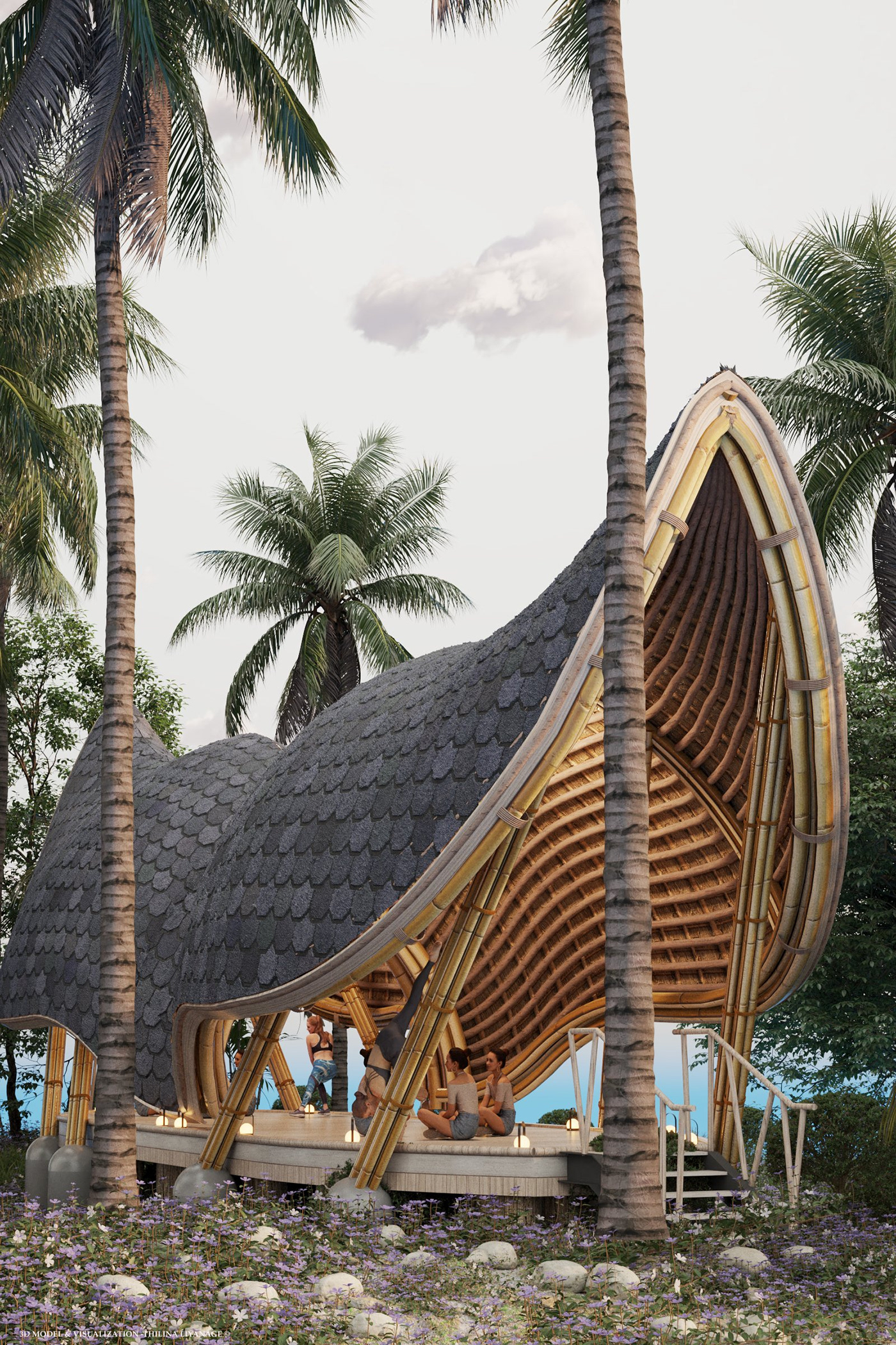 architecture conceptual design bamboo bamboo architecture architectural design visualization exterior 3d modeling architectural concept thilina liyanage