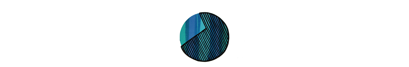 Serigraphy blue green black circle strip line gradient graphic miniprint