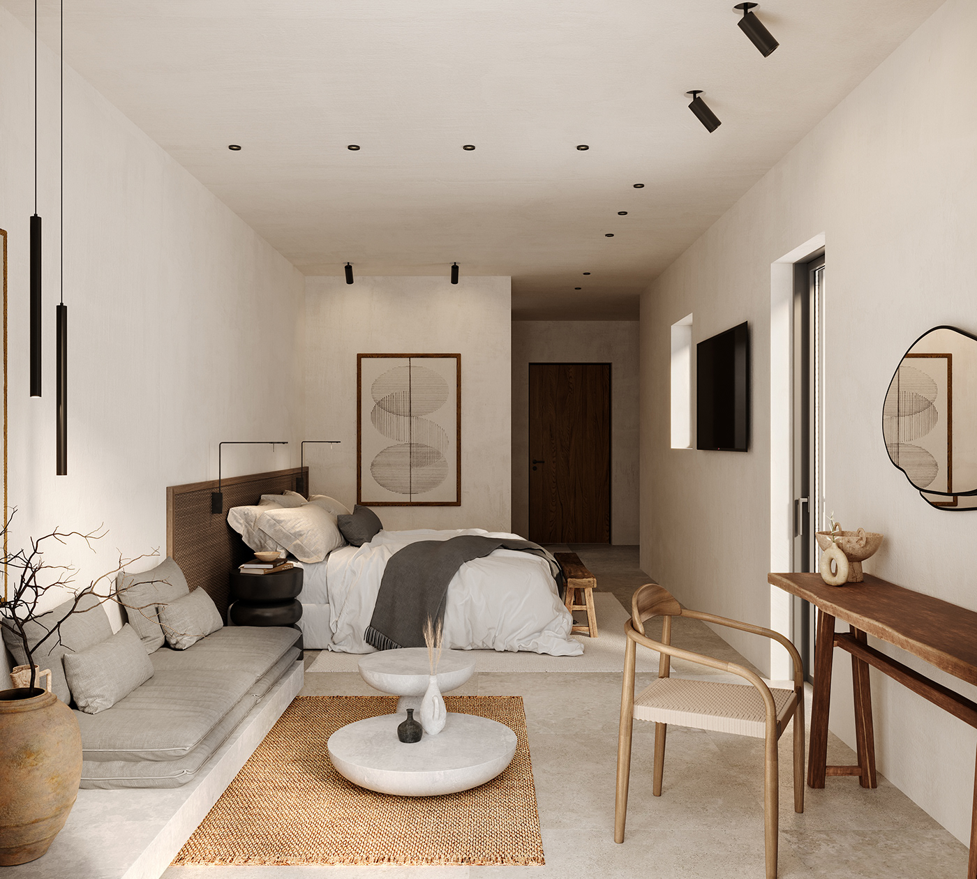 boho style Greece greek Villa Interior 3ds max vray exterior visualization Render