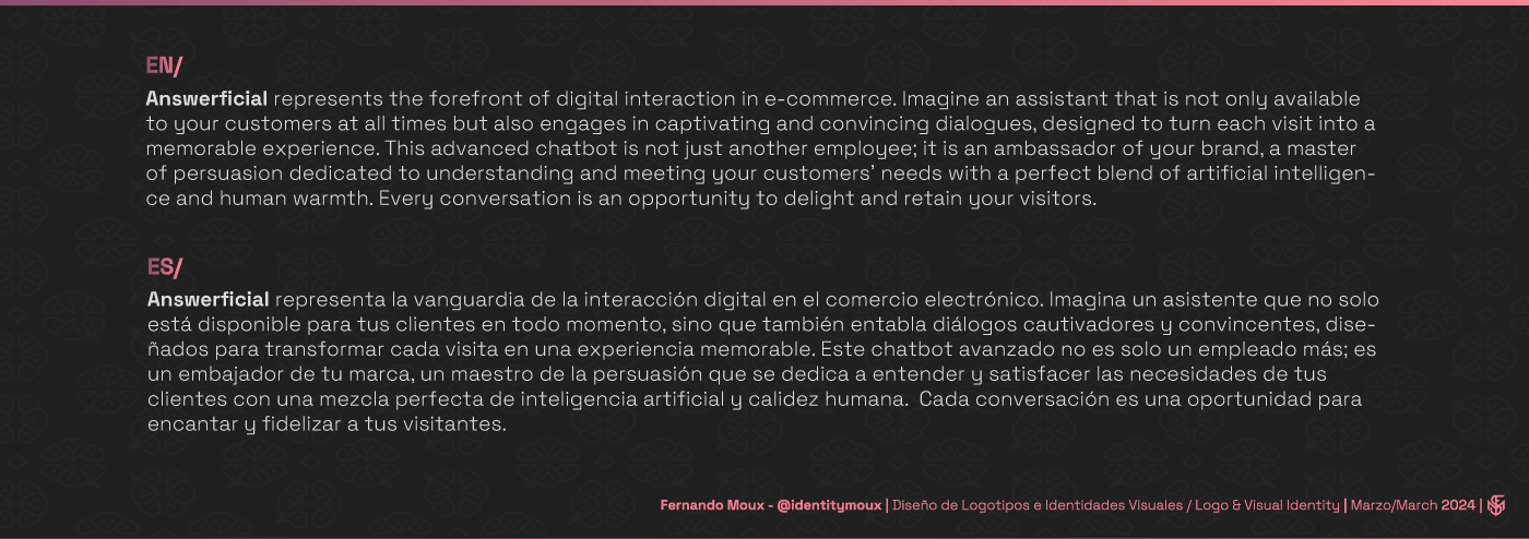 visual identity logo Startup Chatbot ia Inteligencia Artificial pink branding  brain intelligence artificielle
