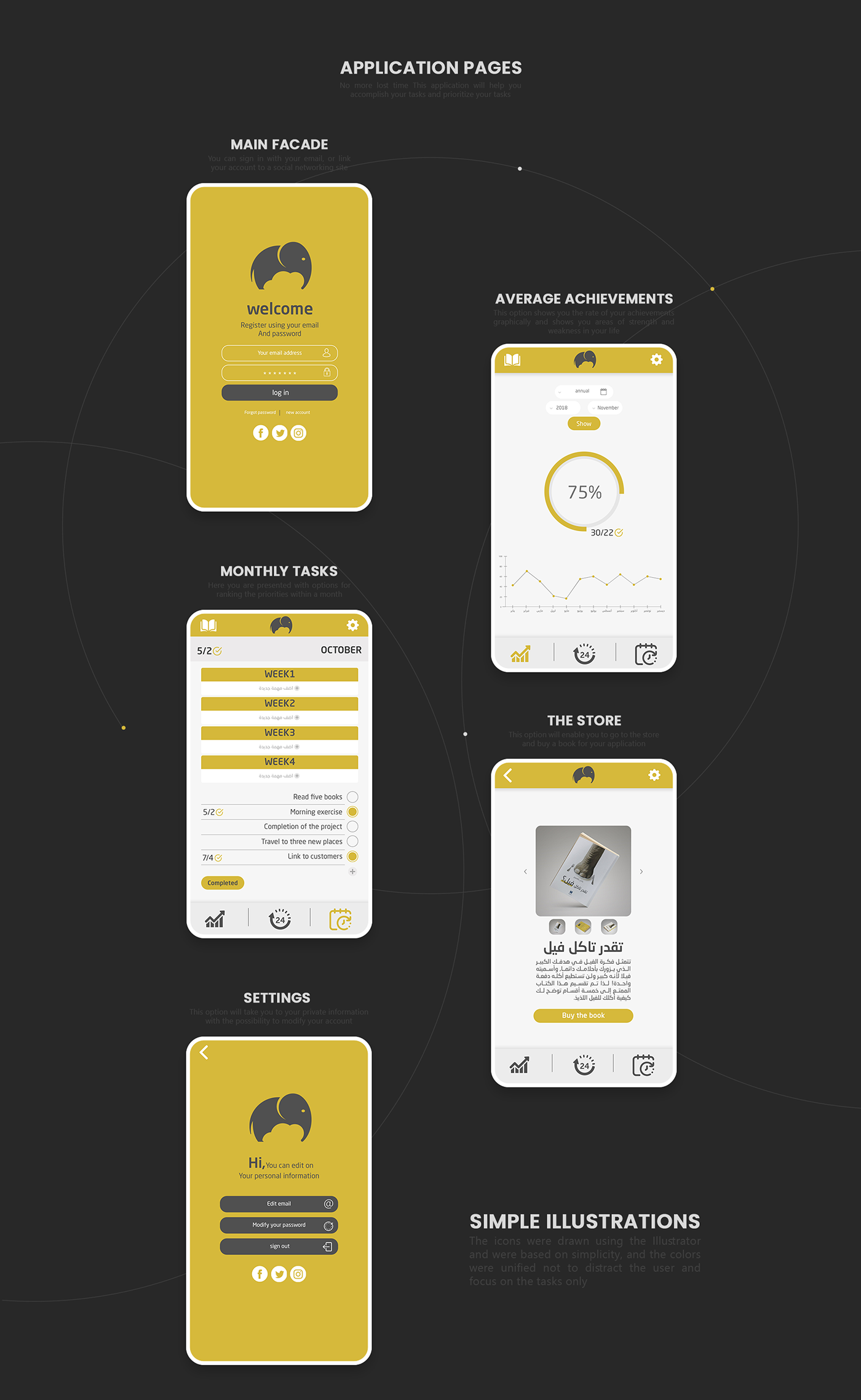 UI ux app brand ios mobile Website animation  black yellow