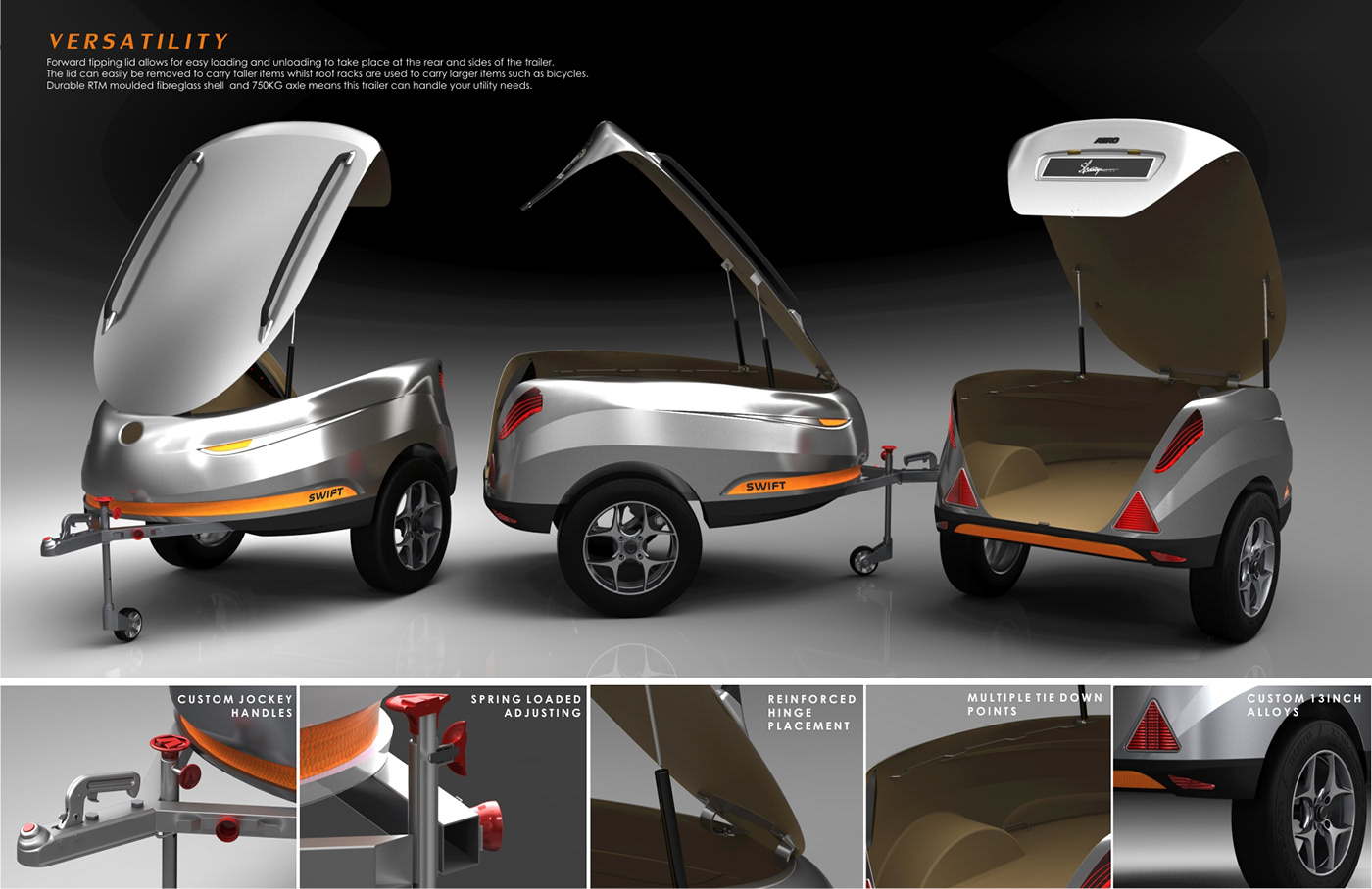 trailer luggage car small car small Efficient Sustainable green utility stylish automotive   light weight compact