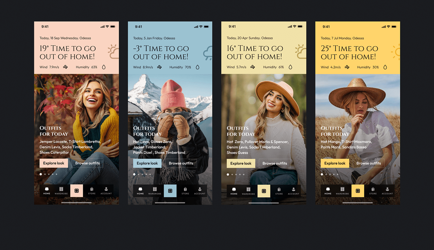 app design application Clothing Fashion  Mobile app moda outfit Style UI/UX user interface