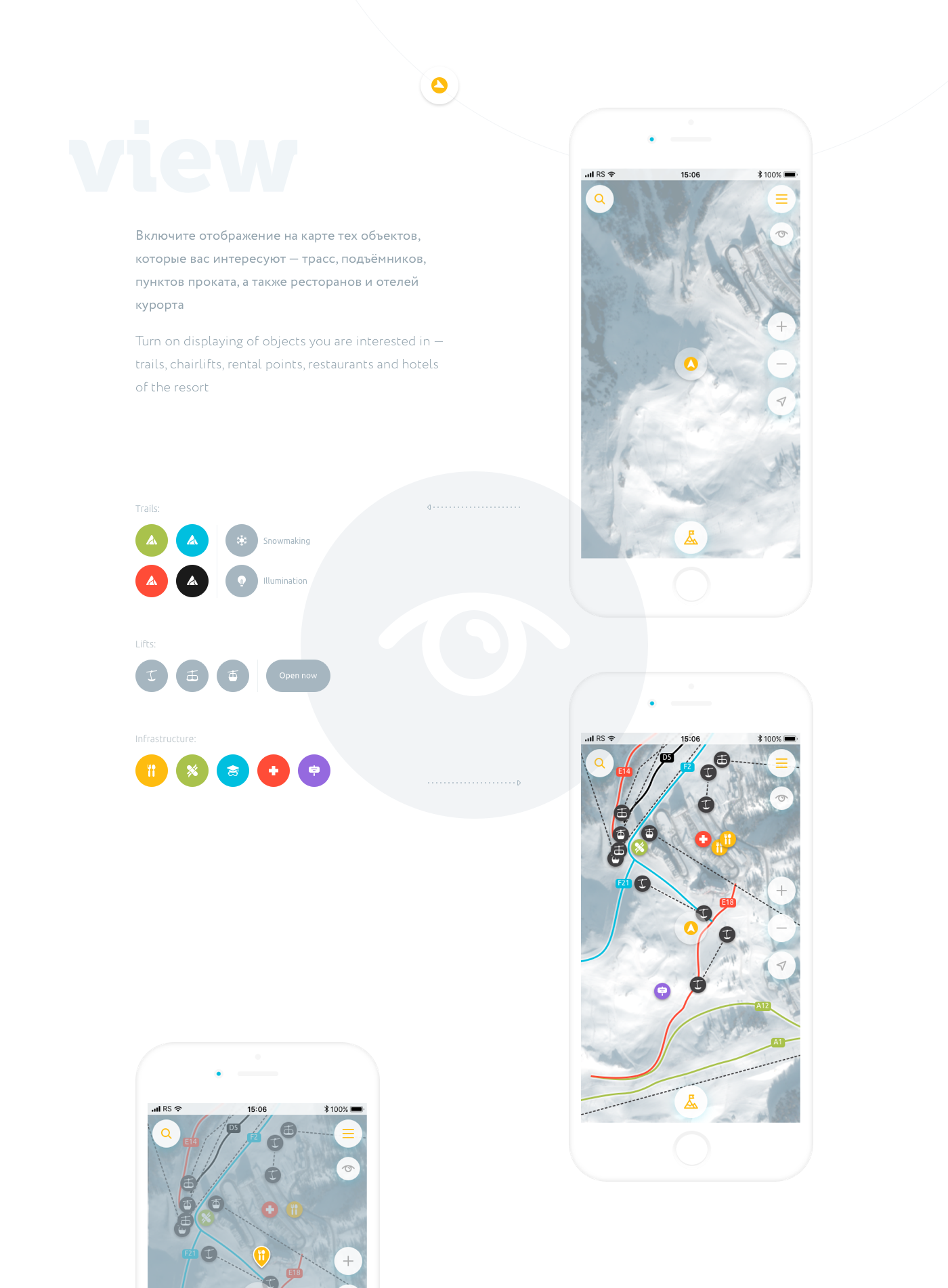 app ios android Ski snowboard navigation application mountains tourism