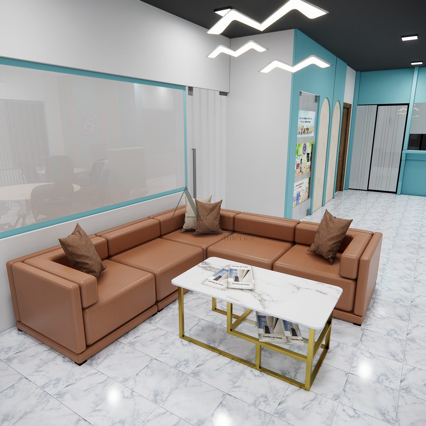 Office Interior Render 3D visualization commercial design modern interior design 