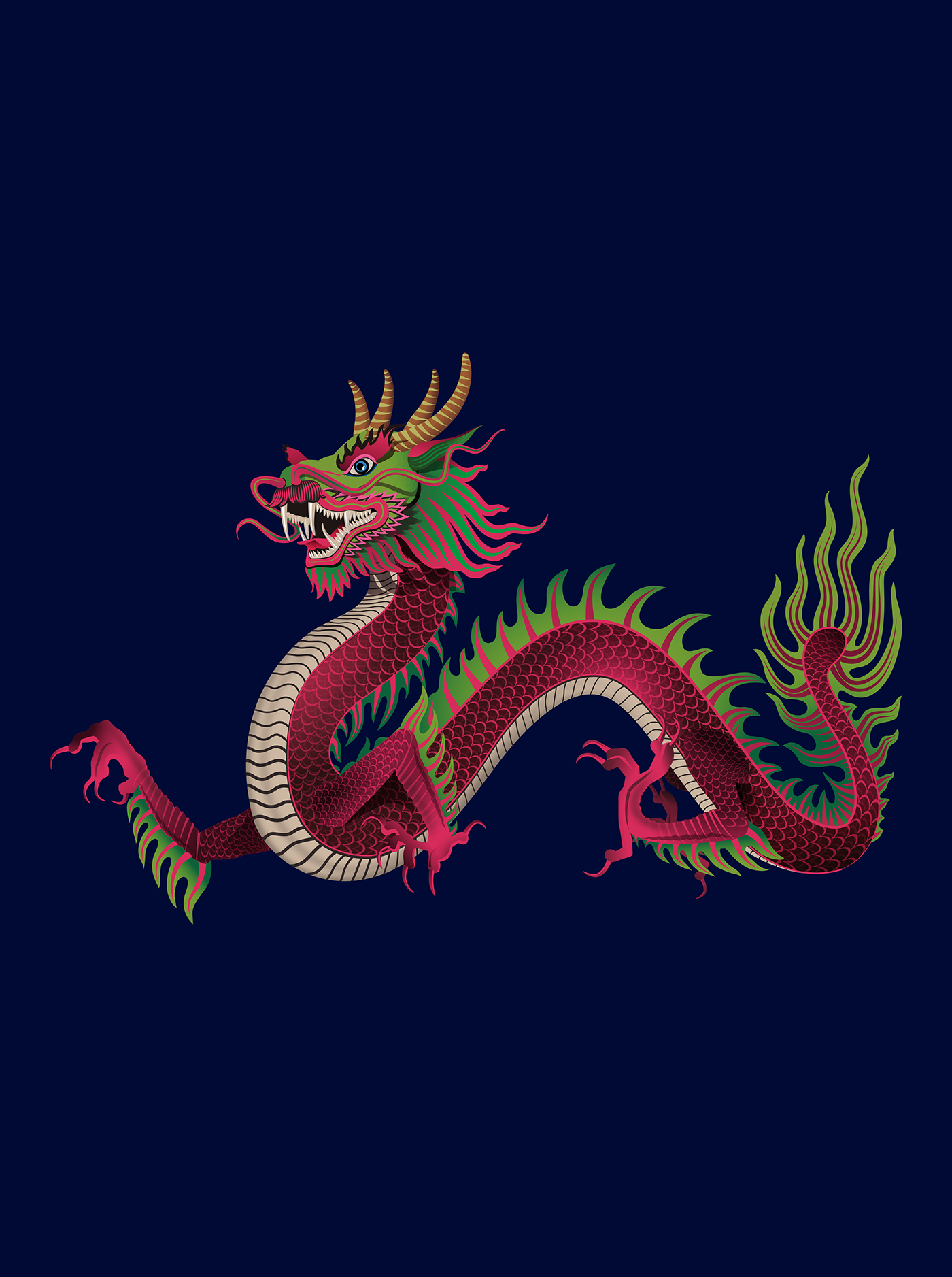dragon Brave power mythology colorful trendy Fashion  Fruit zodiac chinese design line art