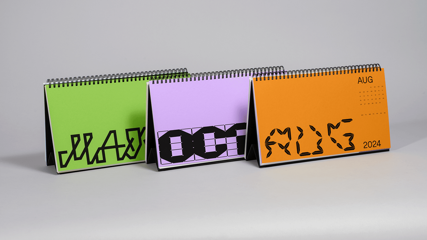 calendar typography   lettering colorful season animation  transparent paper art design print design 