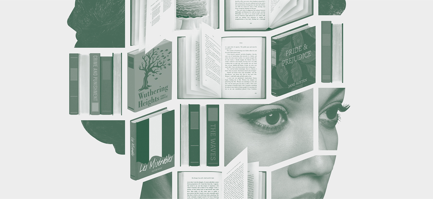 books Book Fair ILLUSTRATION  collage head mixed media