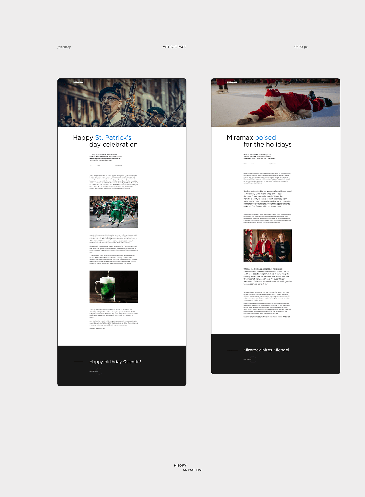 Miramax redesign concept site uprock uprock.school web-design Website films