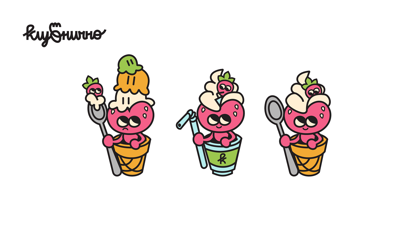 cartoon Character design  fruits ice cream strawberry