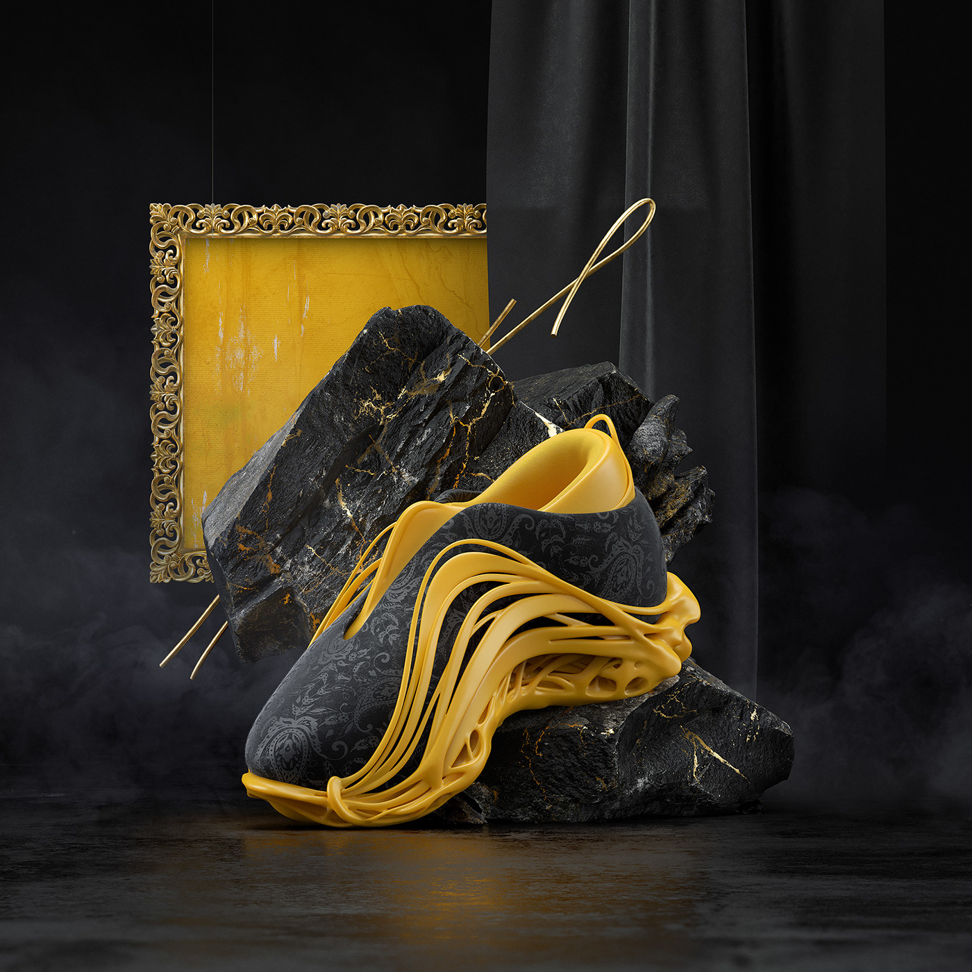 3D art concept design Fashion  footwear sneakers wanna