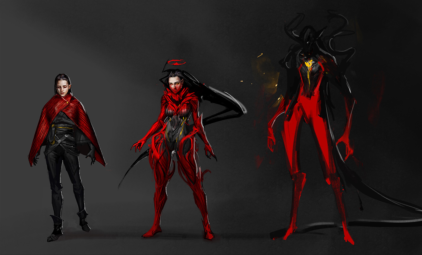 Character concept art design clothes Weapon creatures Saya