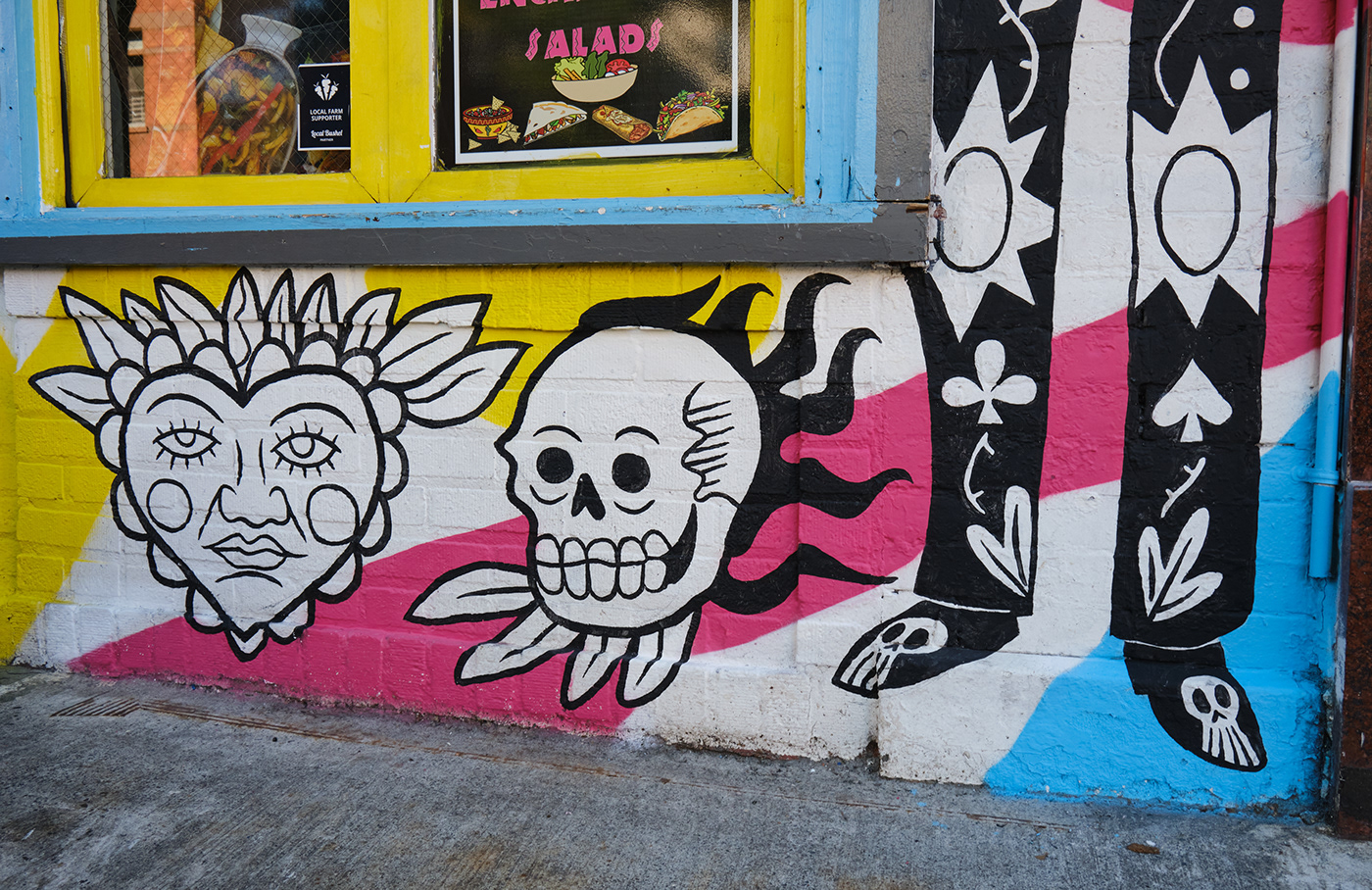 Mural artwork streetart urban art painting   calaca catrina mexico ILLUSTRATION  restaurant