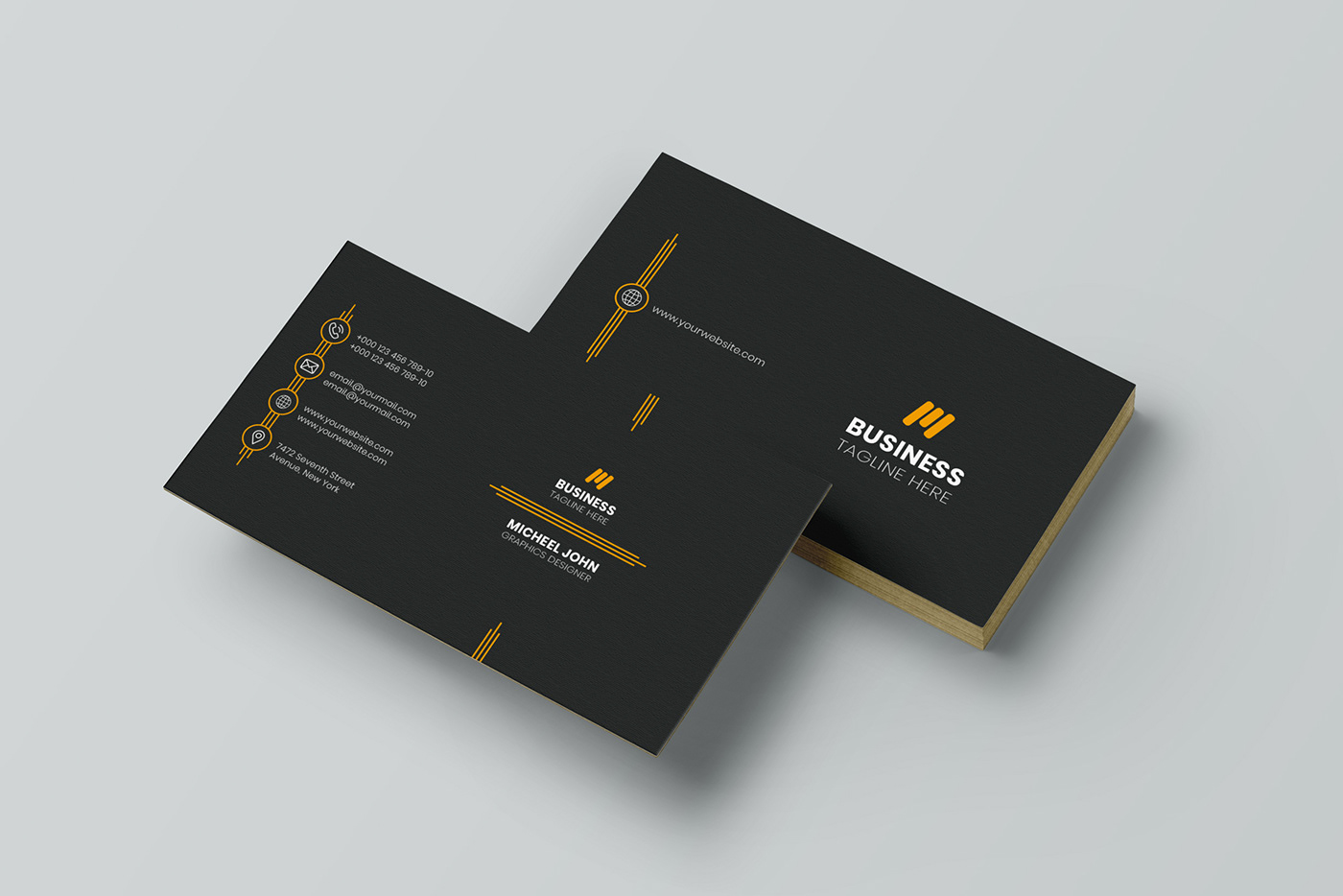 business card visiting card print design  creative business card modern company personal print ready yellow black
