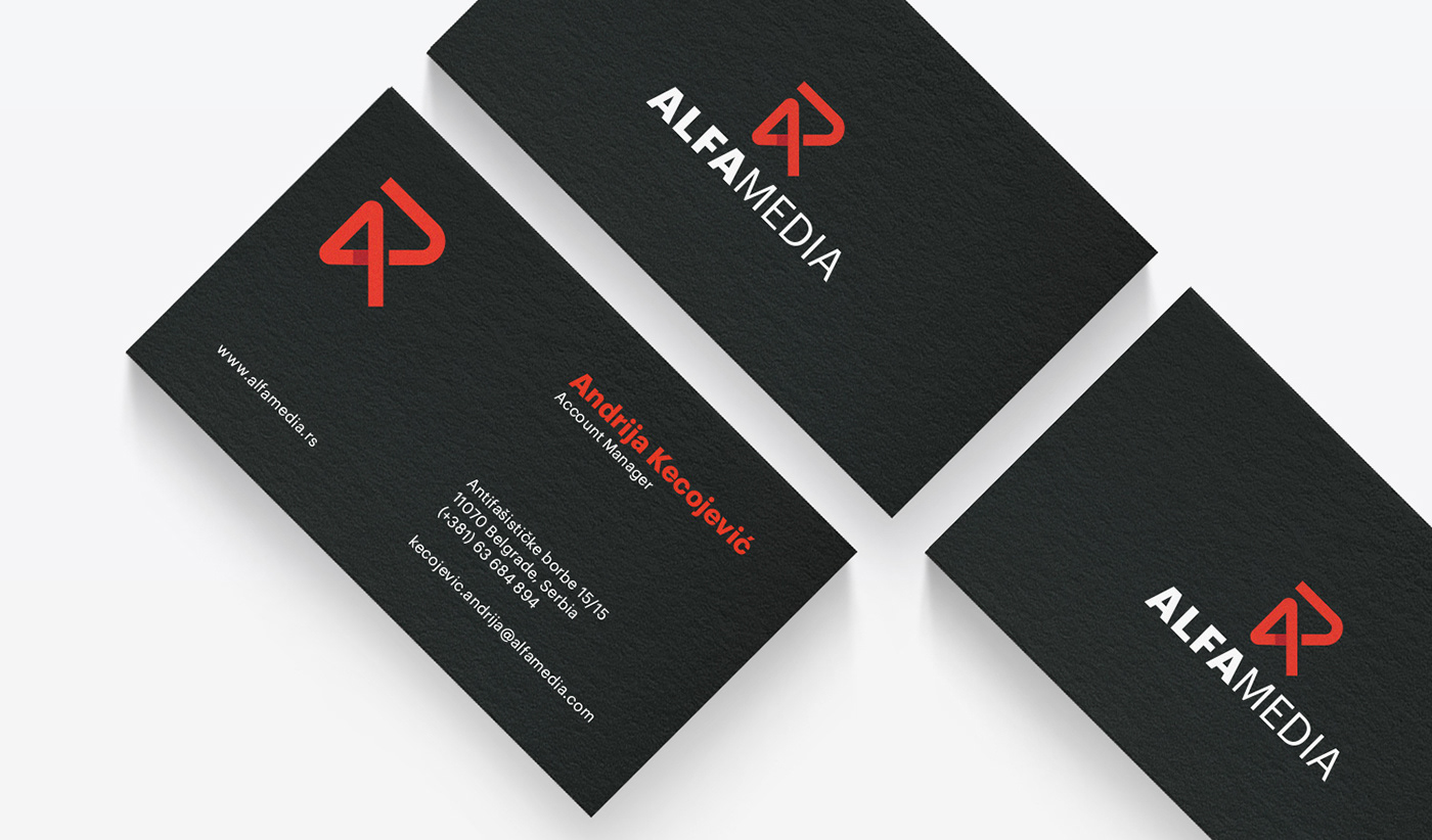 alfamedia logo orange print stationary