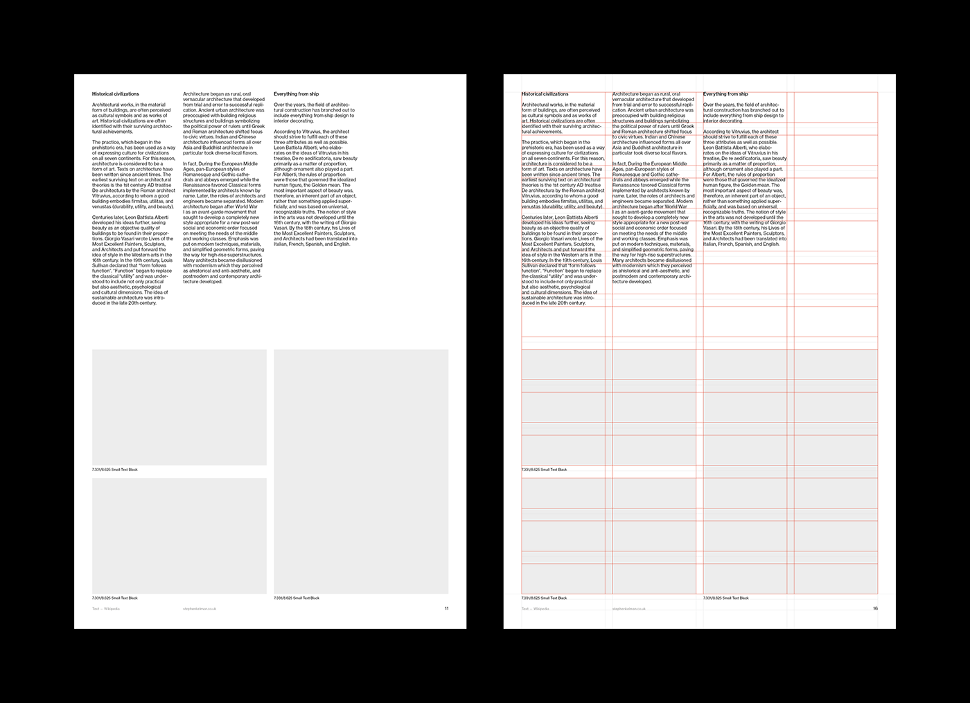 A3 Presentation Grid System for Adobe InDesign – modular grid on and off