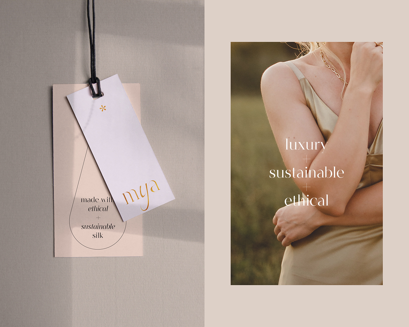 clothing tags and tagline of Mya